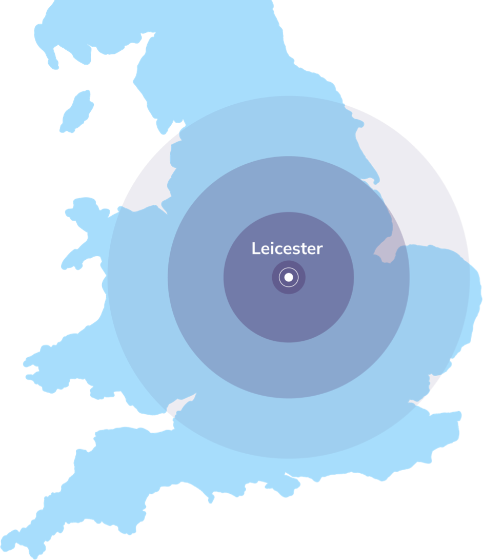 Map showing Leicester location
